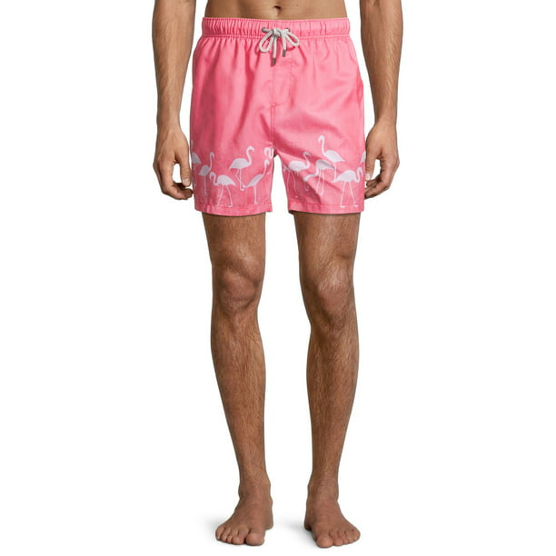 MaoYTUI Camper Pink Retro Flamingo Mens Swim Trunks Boys Quick Dry Bathing Suits Drawstring Waist Beach Broad Shorts Swim Suit Beachwear with Mesh Lining 